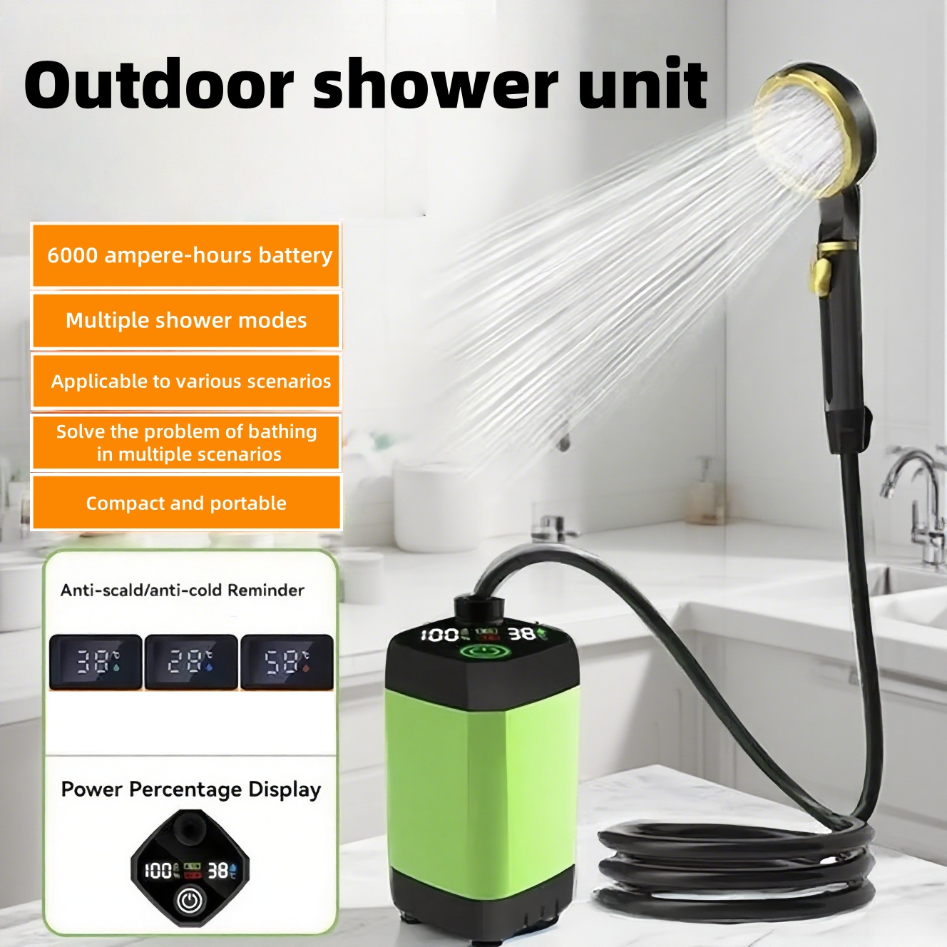 Outdoor Power For Camping - Portable Outdoor Electric Shower Unit, with