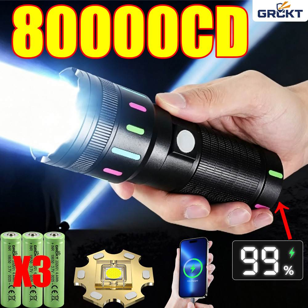 Outdoor Power For Camping - 80000CD Most Powerful LED Flashlight High