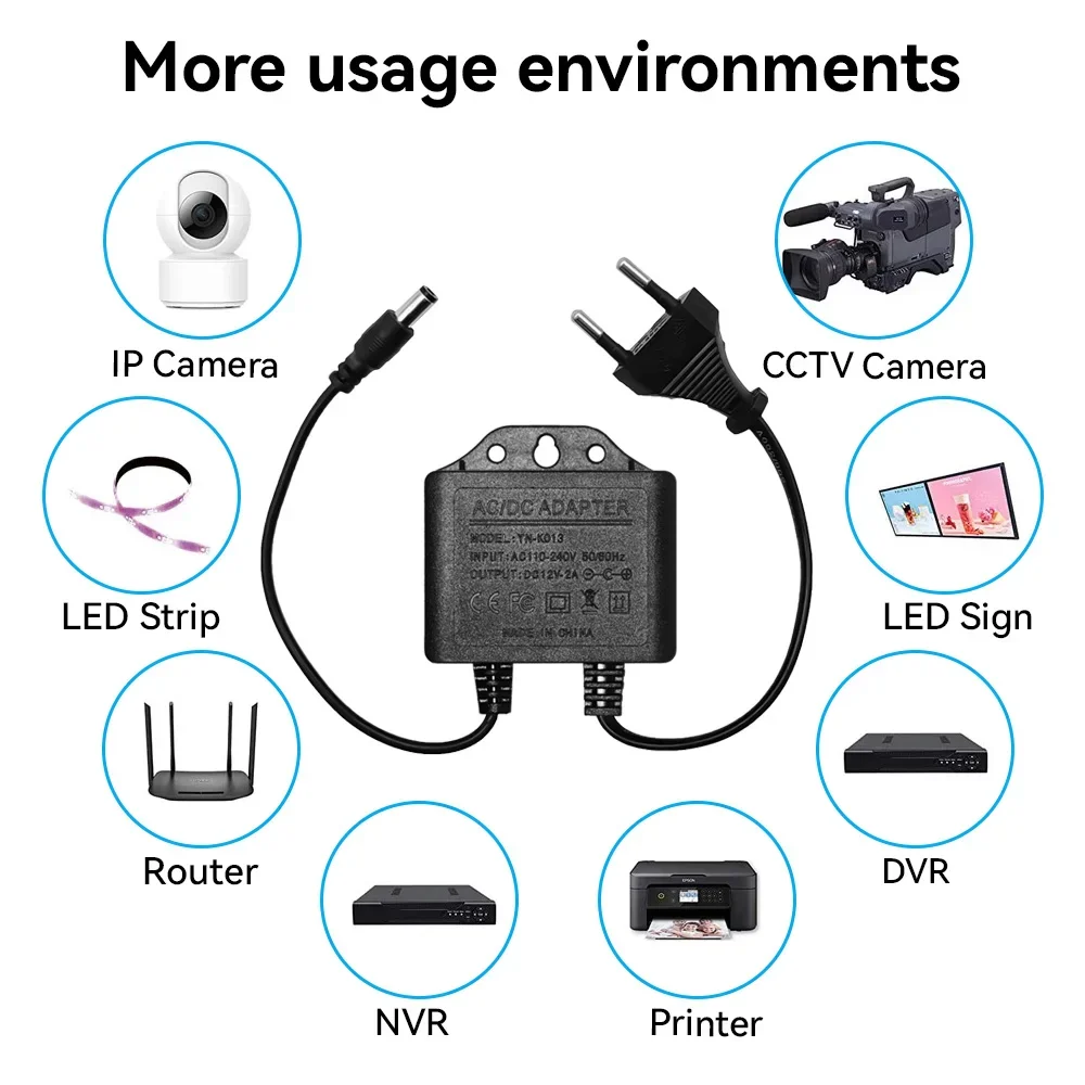 Power Adapter  DC12V 2A Waterp - Outdoor Power Plug ulasan dan harga