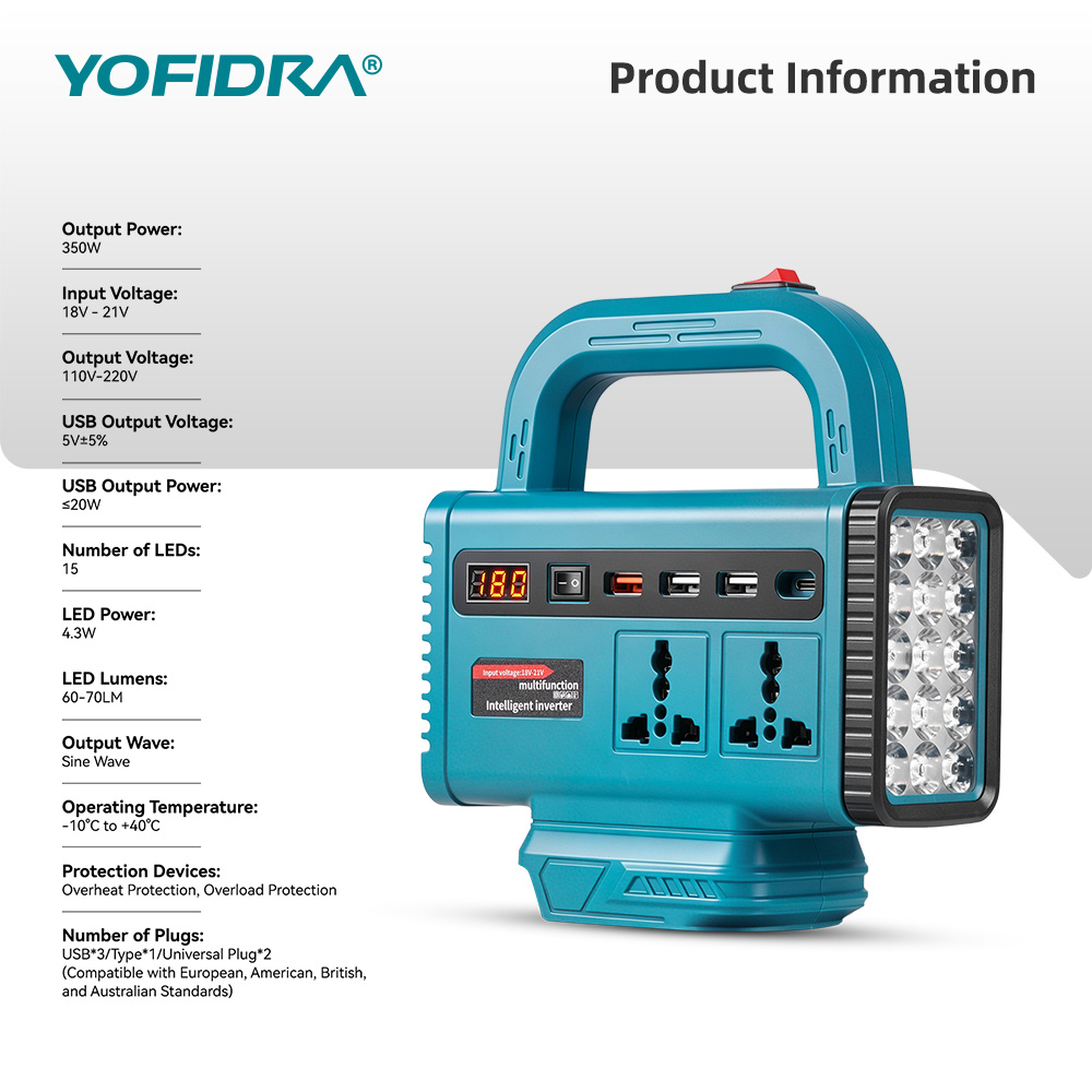 YOFIDRA 220V Portable Power In - Outdoor Usb Power Outlet ulasan dan harga