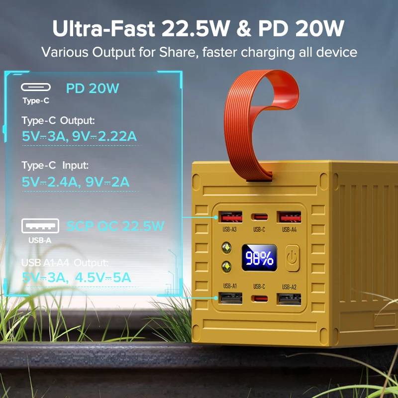 QOOVI 60000mAh Power Bank 22.5 - Outdoor Usb Power Outlet ulasan dan harga